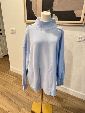 Aerie Cloud Fleece Mockneck Baby Blue Fleece Size XL